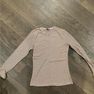 MELI by Fame Striped Brown and White Women's T shirt